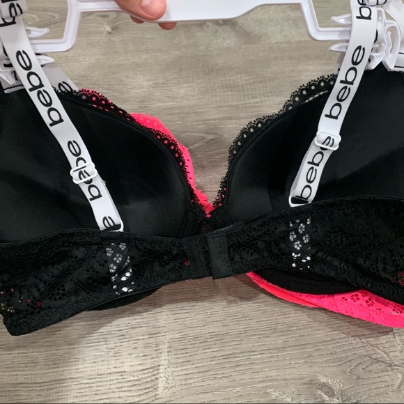 NWT BEBE 2 Pack Push Up Bra Sexy Pink Bra Set 38C - Picture 4 of 5